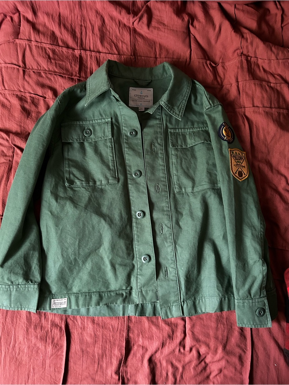 Crewcuts Olive Green Patch-Accent Jean Jacket